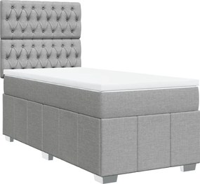 vidaXL Κρεβάτι Boxspring με Στρώμα Ανοιχτό Γκρι 90x200 εκ. Υφασμάτινο