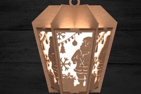 Σετ των 2 Intra απο ξύλο plywood 3mm-4mm πάχος – Χριστουγεννιάτικο φανάρι Άγιου Βασίλη Δίασταση 20x20 cm INTRAFABR-108902668