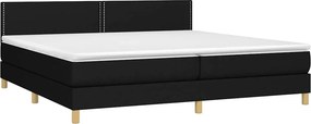 vidaXL Κρεβάτι Boxspring με Στρώμα &amp; LED Μαύρο 200x200 εκ. Υφασμάτινο