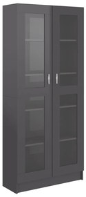 vidaXL Βιτρίνα Γυαλιστερό Γκρι 82,5 x 30,5 x 185,5 εκ. Μοριοσανίδα