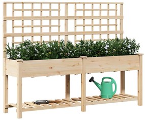 vidaXL Γλάστρα Κήπου Μπεζ 203.5 x 54 x 152.5 εκ. Στερεό ξύλο έλατου