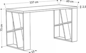 Γραφείο εργασίας Honey Megapap χρώμα λευκό - ανθρακί 137x60x75εκ