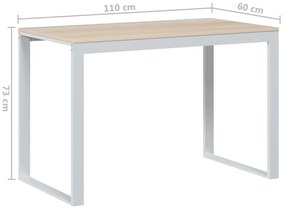 vidaXL Γραφείο Υπολογιστή Λευκό/Δρυς 110 x 60 x 73 εκ. από Μοριοσανίδα