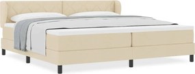 vidaXL Κρεβάτι με ελατήρια με στρώμα Κρεμ 200 x 200 cm ύφασμα