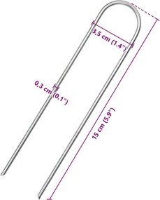 vidaXL Στηρίγματα Εδάφους Σχήμα U 25 τεμ. 15x3,5 εκ. Γαλβαν. Ατσάλι