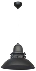 Φωτιστικό Οροφής 34-0350 Zoe 1/E27 Industrial Πυροφάνι Φ34x95cm Black Heronia Μέταλλο