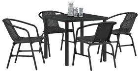 vidaXL Σέτ φαγητού για κήπο 5 pcs Μαύρο Πολυ ράταν