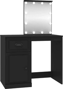 vidaXL Μπουντουάρ με LED Μαύρο 90x50x132,5 εκ. Επεξ. Ξύλο