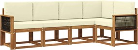 vidaXL Σειρά Καναπέ Εξωτερικού 5 pcs Φυσικό και Κρέμα Πολυεστέρας