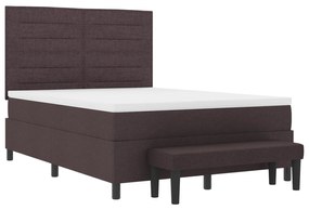 vidaXL Κρεβάτι Box Spring με Στρώμα & Πάγκο Σκούρο Καφέ 140x190 εκ. Ύφασμα