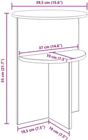 vidaXL Τραπεζάκι Πλευράς Λευκό Ø 39,5 x 55 εκ. Επεξεργασμένο Ξύλο