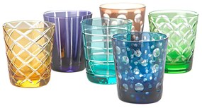 Soft Drink Glass POLS POTTEN σετ 6 τεμαχίων διαφόρων χρωμάτων, σκαλιστό 140-230-083-083