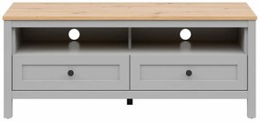 Τραπέζι Tv Boston DZ111, Γκρι, Ανοιχτό χρώμα ξύλου, 129x53x47cm, 36 kg | Epipla1.gr