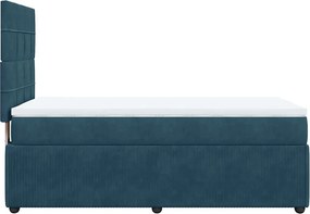 vidaXL Κρεβάτι Boxspring με Στρώμα Μπλε 90x200 εκ. Βελούδινο