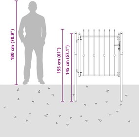 vidaXL Πύλη Φράχτη ASTEN 100 x 100 cm Κλειδώσιμο Μέταλλο Μαύρο