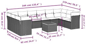 vidaXL Σαλόνι Κήπου Σετ 11 τεμ. Μπεζ Συνθετικό Ρατάν με Μαξιλάρια