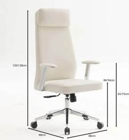 BF8800 Πολυθρόνα Γραφείου Διευθυντή, Pu Άσπρο, Βάση &amp; Μπράτσα Χρώμιο   1τμχ