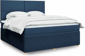 vidaXL Κρεβάτι Boxspring με Στρώμα Μπλε 180x200 εκ. Υφασμάτινο
