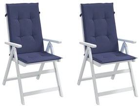 vidaXL Μαξιλάρια Καρέκλας με Πλάτη 2 τεμ. Ναυτικό Μπλε Υφασμάτινα