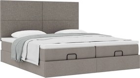 vidaXL Οθωμανικό κρεβάτι με στρώματα Taupe 200x200cm ύφασμα