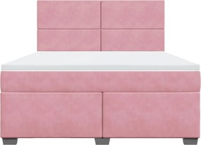 vidaXL Κρεβάτι Boxspring με Στρώμα Ροζ 180x200 εκ. Βελούδινο