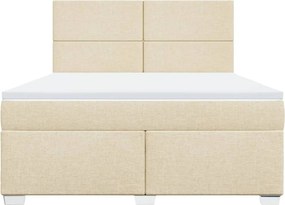vidaXL Κρεβάτι Boxspring με Στρώμα Κρεμ 180x200 εκ. Υφασμάτινο
