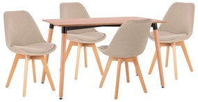 Σετ τραπεζαρίας VEGAS C21180 5τμχ MDF TOP Φυσικό &amp; Καρέκλες Ύφασμα Μπέζ 120x80x73 εκ.