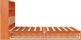 vidaXL Κρεβάτι Βιβλιοθήκη Χωρίς Στρώμα Καφέ 135x190 εκ Μασίφ Πεύκο