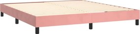 vidaXL Κρεβάτι Boxspring με Στρώμα &amp; LED Ροζ 180x200 εκ. Βελούδινο