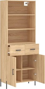 vidaXL Ντουλάπι Sonoma δρυς 69,5 x 34 x 180 εκ. από Επεξεργασμένο Ξύλο