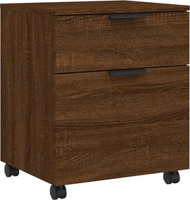vidaXL Αρχειοθήκη Φορητή Καφέ Δρυς 45x38x54 εκ. Επεξ. Ξύλο με Ρόδες