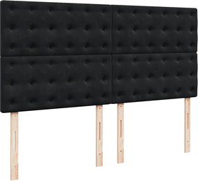 vidaXL Κρεβάτι Boxspring με Στρώμα Μαύρο 180x200 εκ. Βελούδινο