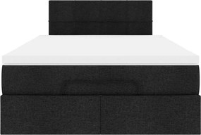 vidaXL Οθωμανικό κρεβάτι με στρώμα Μαύρο 120x200cm Ύφασμα