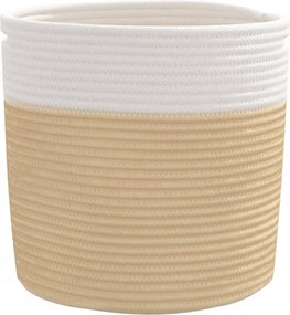 vidaXL Καλάθια Αποθήκευσης 2 τεμ. Μπεζ/Λευκό Ø28x28 εκ. Βαμβακερά