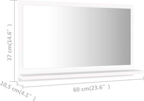vidaXL Καθρέφτης Μπάνιου Λευκός 60 x 10,5 x 37 εκ. Επεξ. Ξύλο