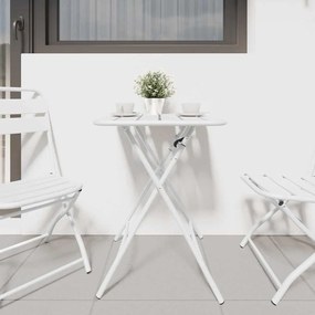 vidaXL Πτυσσόμενο Τραπέζι Κήπου Λευκό 55 x 55 x 73 εκ. Χάλυβας