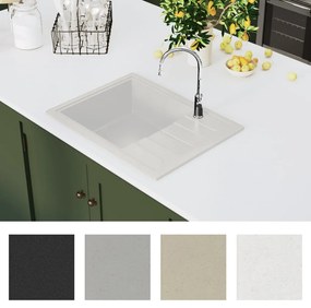 vidaXL Νεροχύτης με Οπή Υπερχείλισης Οβάλ Λευκός Γρανιτένιος