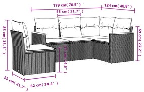 vidaXL Σαλόνι Κήπου 5 Τεμαχίων Γκρι από Συνθετικό Ρατάν με Μαξιλάρια