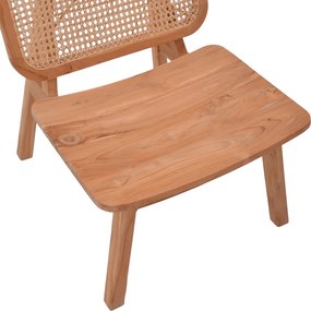 Πολυθρόνα Viborg pakoworld φυσικό teak ξύλο-φυσικό rattan 60x75x87εκ