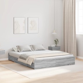 vidaXL Κρεβάτι με αποθηκευτικό χώρο Γκρι sonoma 140 x 190 cm