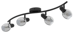 Φωτιστικό Οροφής Spot Pollica 98626 Black-Clear Eglo Metal, Glass