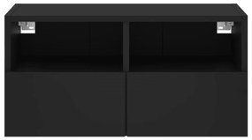 Ντουλάπι Τοίχου Τηλεόρασης Μαύρο 60 x 30 x 30εκ. από Επεξ. Ξύλο - Μαύρο