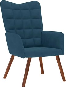 vidaXL Πολυθρόνα Relax Μπλε Βελούδινη με Σκαμπό