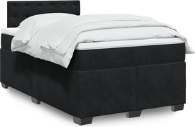 vidaXL Κρεβάτι Boxspring με Στρώμα Μαύρο 120 x 200 εκ. Βελούδινο