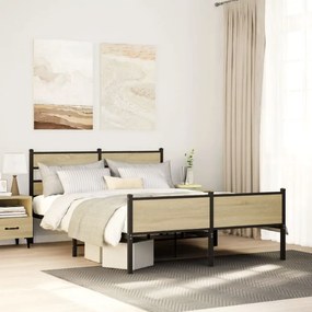 VidaXL Σκελετός Κρεβ. Χωρίς Στρώμα Sonoma Δρυς 160x200 εκ. Μεταλλικό