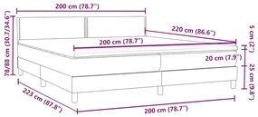 Box Spring Κρεβάτι με στρώμα Σκούρο γκρι 200x220 cm Βελούδινο - Γκρι