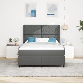 vidaXL Κρεβάτι με Στρώμα Σκούρο Γκρι 160x200 εκ. Ύφασμα