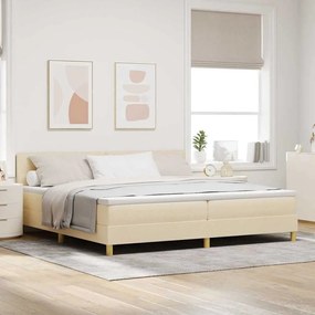 vidaXL LED Κρεβάτι με βάθρο με μαξιλάρι Κρεμ 200 x 200 cm ύφασμα