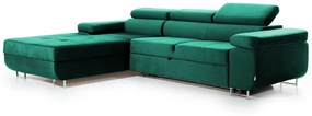 Γωνιακός καναπές Annabelle με λειτουργία ύπνου 211x124cm , Σμαραγδί 277x98x201cm-Αριστερή πλευρά-BOG6398