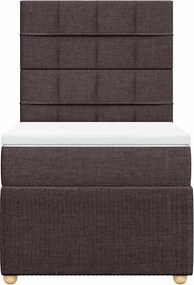 vidaXL Κρεβάτι Boxspring με Στρώμα Σκούρο Καφέ 100x200 εκ. Υφασμάτινο